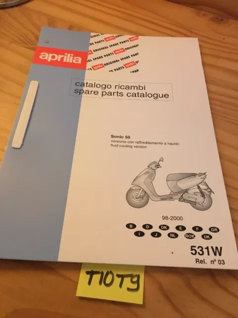 Aprilia parts list scooter Sonic 50 catalogue liste pièce détachée 98 / 2000