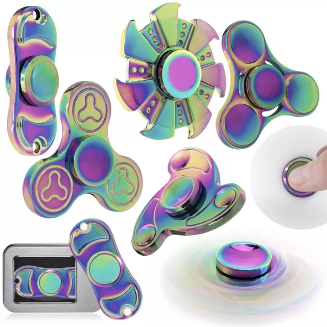 Finger Hand Fidget Spinner Toy Anti Stress Konzentration Pocket EDC Regenbogen