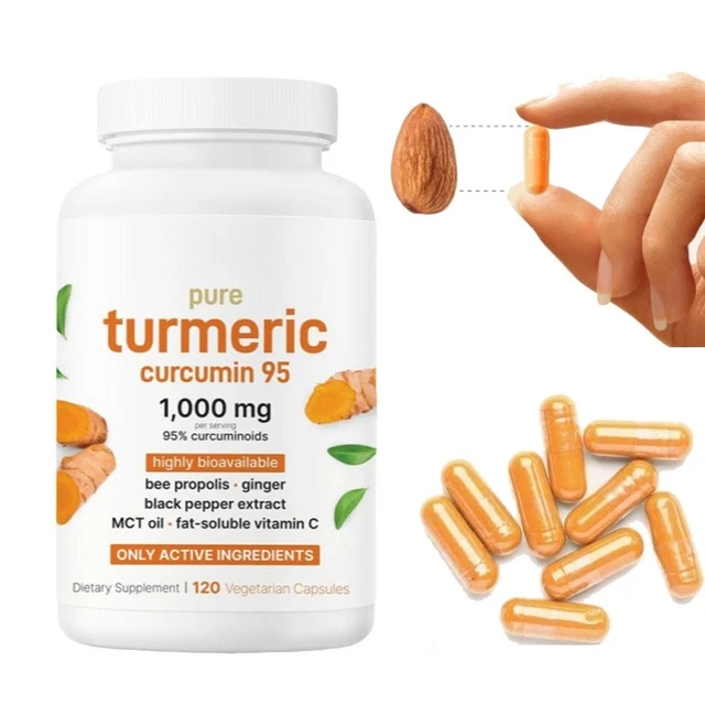 Vit Cap Italian 3X PURE TURMERIC Curcumin Supplement 1000mg | 95% Curcuminoids | 120 ...