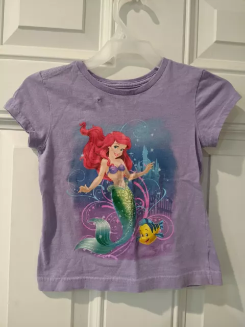 Disney Store Princess Ariel Short Sleeve Tee Girls Little Mermaid Size 4T