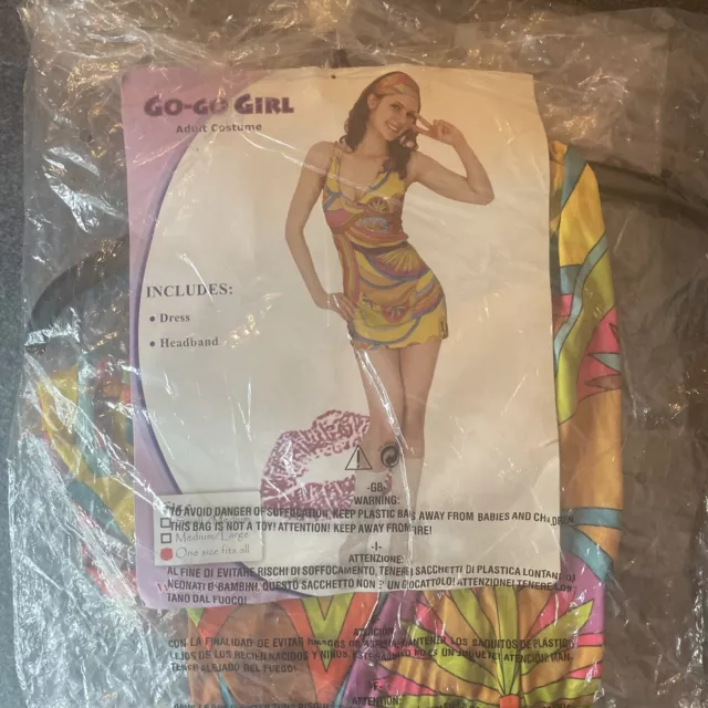 Go Go Girl Ladies Fancy Dress 60s 70s Groovy Hippy Adults Costume One size Fits