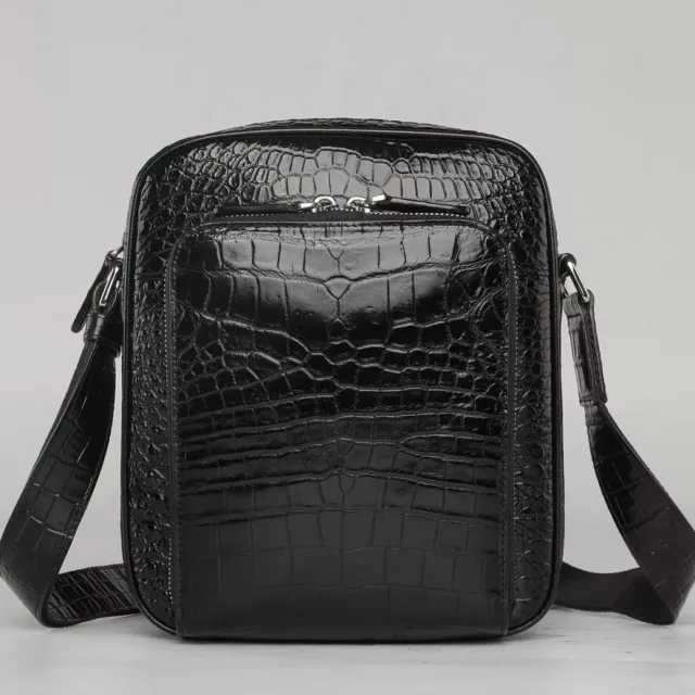 Handcrafted Alligator Crocodile Skin Leather Men's Shoulder Messenger Luxury Bag