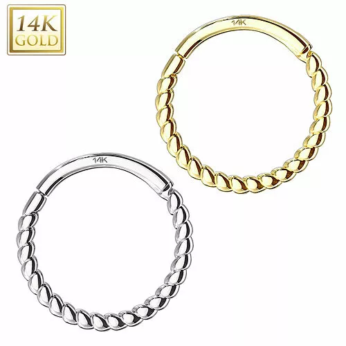 585 Gold 14 Karat Universal Nasen Piercing Ohr Ring Septum Clicker Geflochten