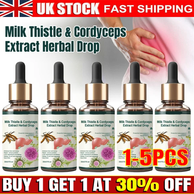 MILK THISTLE CORDYCEPS Extract Herbal Drop Liver Kidney Cleanse Detox