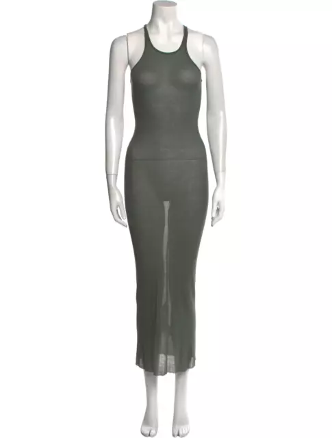 RICK OWENS DIRT S/S 18 Charcoal Grey Rib Tank Racerback Fitted Slip Maxi Dress