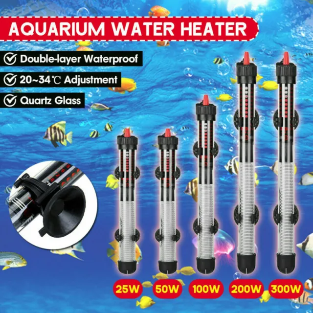 25-300W Submersible Aquarium Auto Heater Fish Tank Thermostat Heating Adjustable