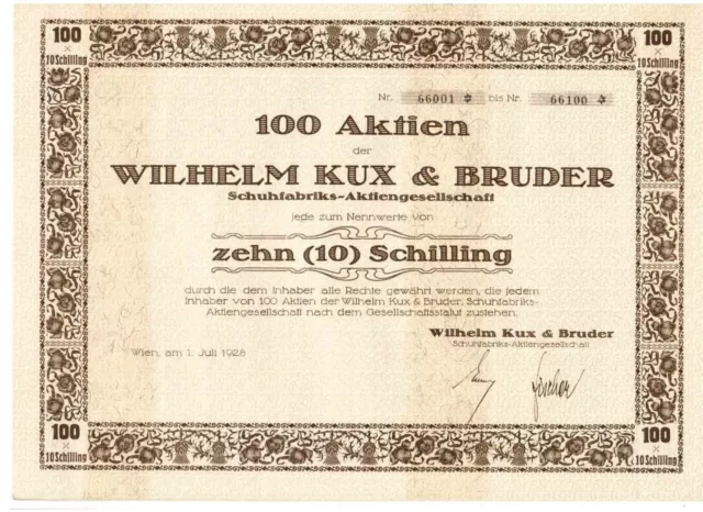 Wilhelm Kux & Bruder Schuhfabriks AG  Wien 1928