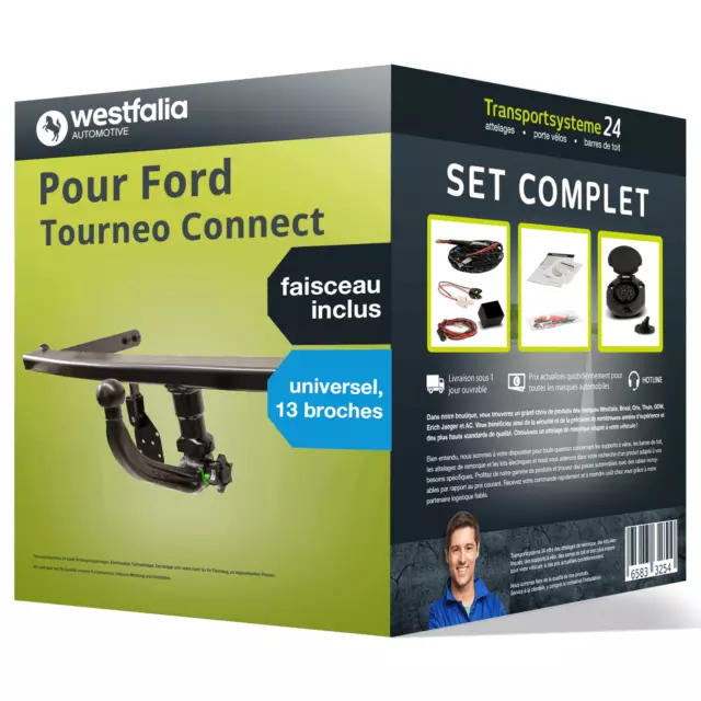 Attelage pour Ford Tourneo Connect 13-18 Amovible Westfalia + Faisceau u. 13 br.