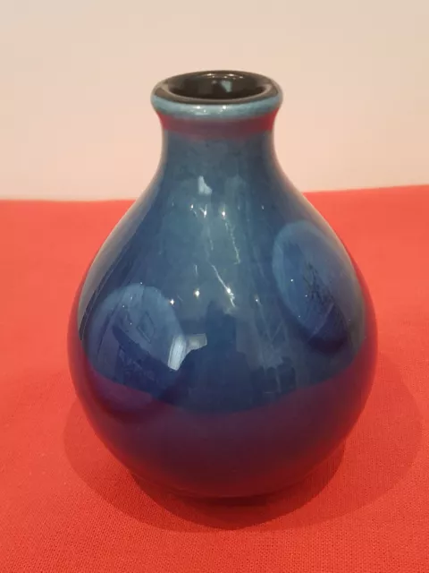 Gorgeous Vintage Poole Pottery Ceramic Blue Vase Signed. Lovely Item.