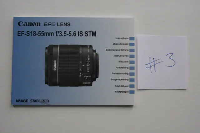 Nuovo manuale di istruzioni obiettivo originale Canon 18-55 mm IS STM nel Regno Unito #3