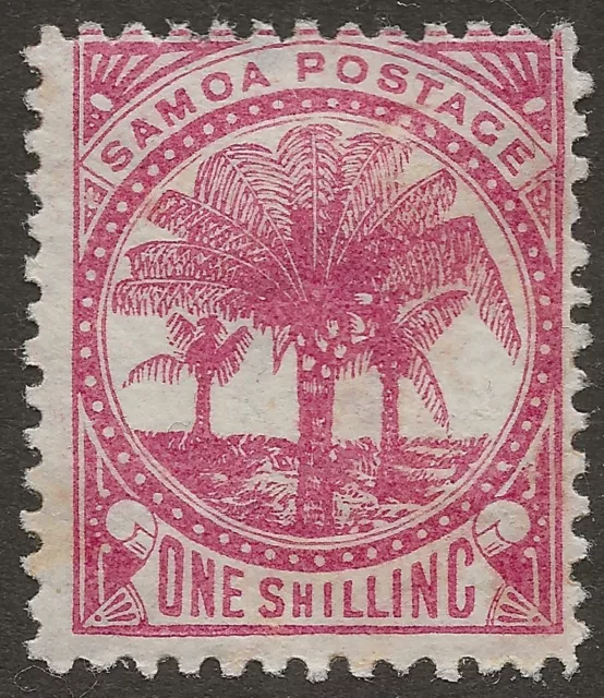 SAMOA 1886 SG25 1sh rose carmine Palm Trees Perf 12.5 CV 65