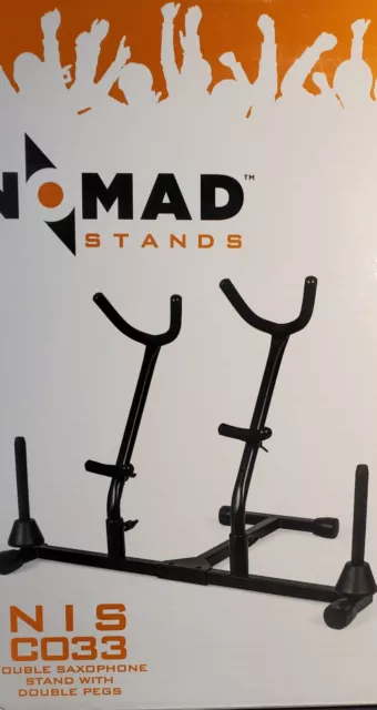 Nomad Folding Alto and Tenor Double Sax Stand Double Flute/Double Clarinet Peg