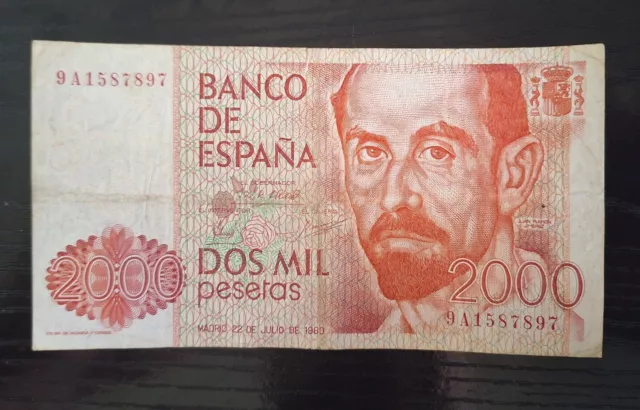 Billete de 2000 pesetas 1980. circulado Con signos de uso.BC