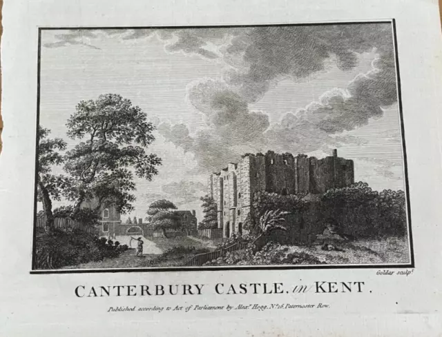 Antique Print Canterbury Castle In Kent 1760 Pub Hogg