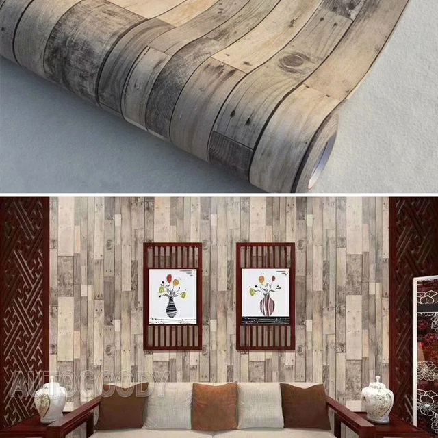 3D RUSTIC WOOD Wallpaper Vintage Vinyl Film Sticker Selfadhesive Plank