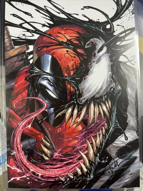 Venom vs Deadpool Art print 11x17 SIGNED by Tyler Kirkham w/COA