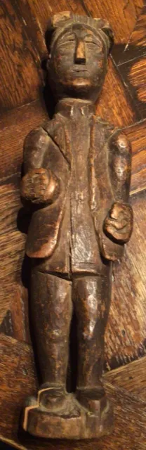 Antique American Folk Art Carved Wood “Man Figure” SCULPTURE naive primitive