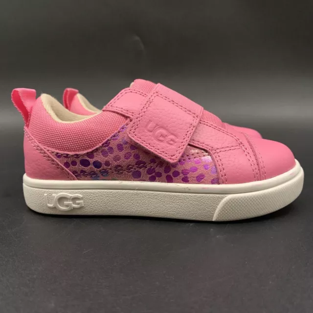 Ugg Toddler Rennon Low Shoes Size 7T Pink Sparkle Leather Kids Slip On Sneaker