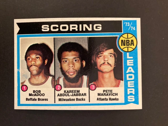 1974-75 Topps Set-KAREEM ABDUL JABBAR-MARAVICH Basketball Card#144 id#9 CENTERED