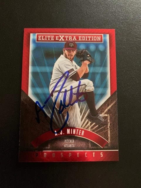 A.J. Minter Signed 2015 Panini Elite Extra Edition Card Atlanta Braves Auto COA