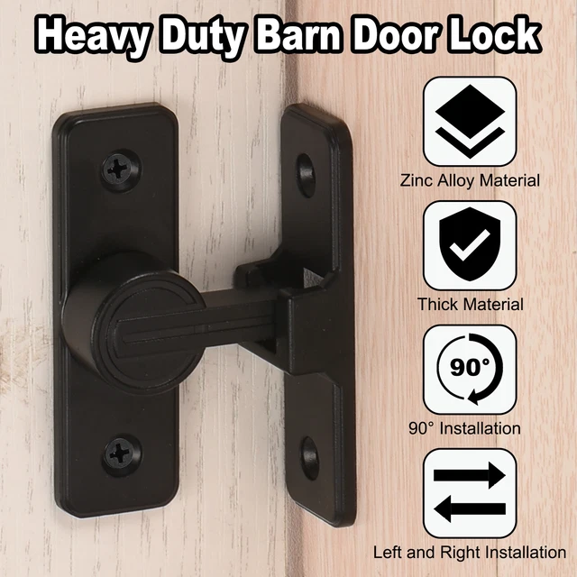 Barn Door Lock Sliding Barn Door Latch Lock 90 Degree Gate Latch Black Light 3
