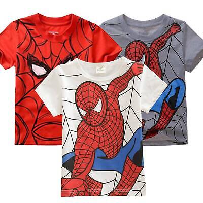 Kids Boys Spiderman Cartoon T-shirt Summer Short Sleeve Tee Blouse Tops Clothes