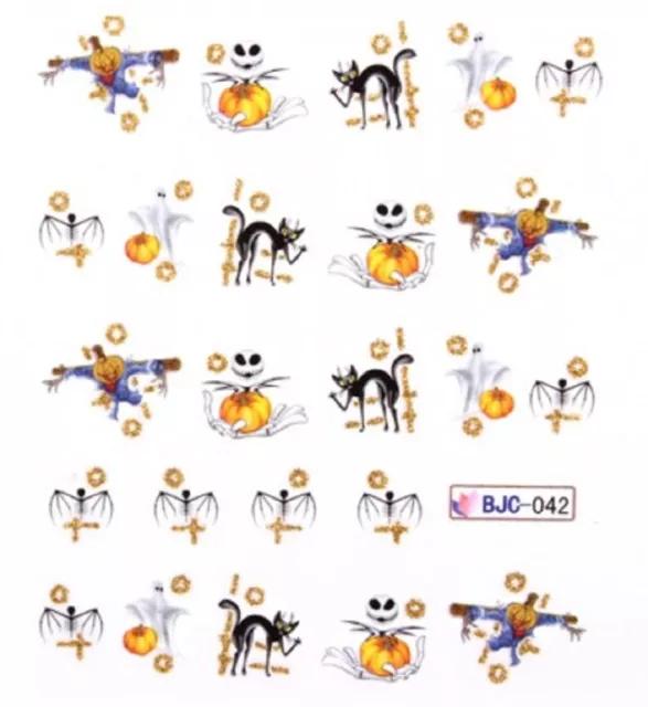 Accessoire ongles : nail art- Stickers Halloween : citrouille , chat , fantome