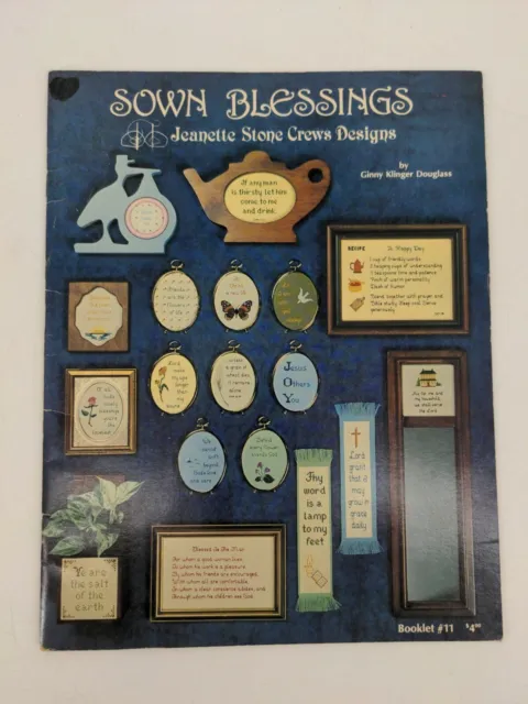 VTG 1981 Sown Blessings Jeanette Stone Crews Design Cross Stitch Booklet Leaflet
