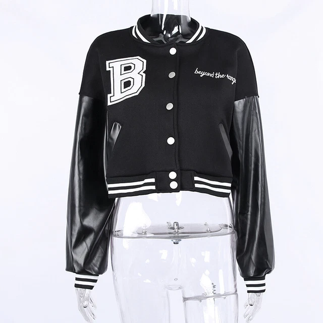 Donna College Baseball Giacca Felpa Sottile Uniforme Bomber da Mezza Stagione