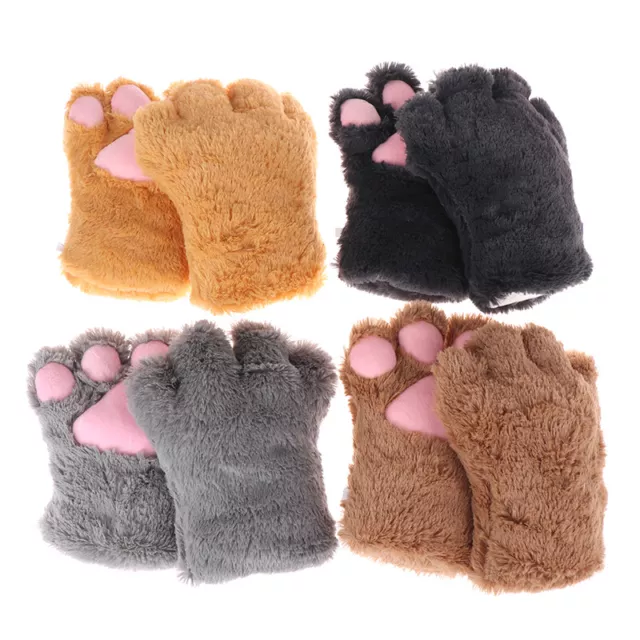 Cute Bear Cat Paw Gloves Fluffy Plush Cartoon Animal Anime Lolita Cosplay Mit SC