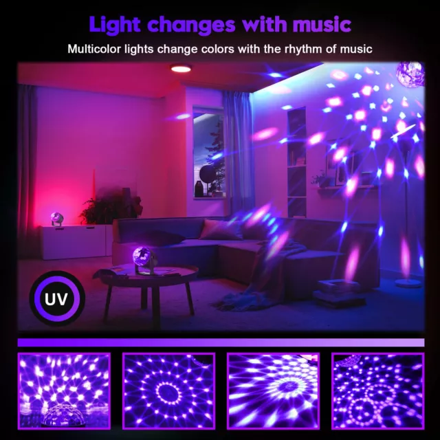 8X UV Discokugel Schwarzlicht LED Bühnenlicht Hochzeit DJ Partylicht Show Remote 3