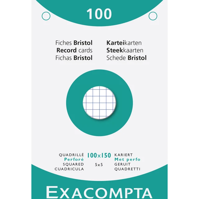 Exacompta 10x 100er Karteikarten A6 gelocht Weiß 13602E