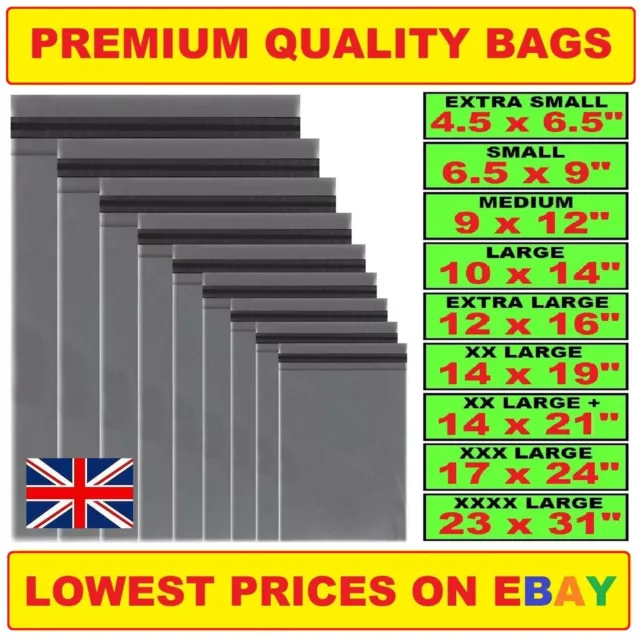 Strong Grey Plastic Mailing Bags Poly Postage Post Postal Self Seal Parcel Sizes