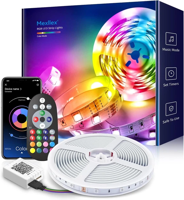 MEXLLEX LED STRIP Lights 10M (1X10M) APP Control Colour Changing £13.16