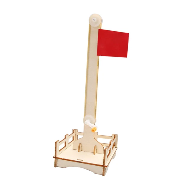 DIY Educational Model Kits Toys Raising and Lowering Flag for Girls Boys