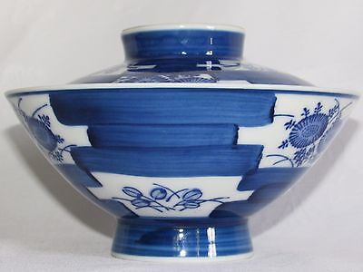 05D48 Antique Bowl Rice Porcelain Letraset Blue China Signature to Identify 3