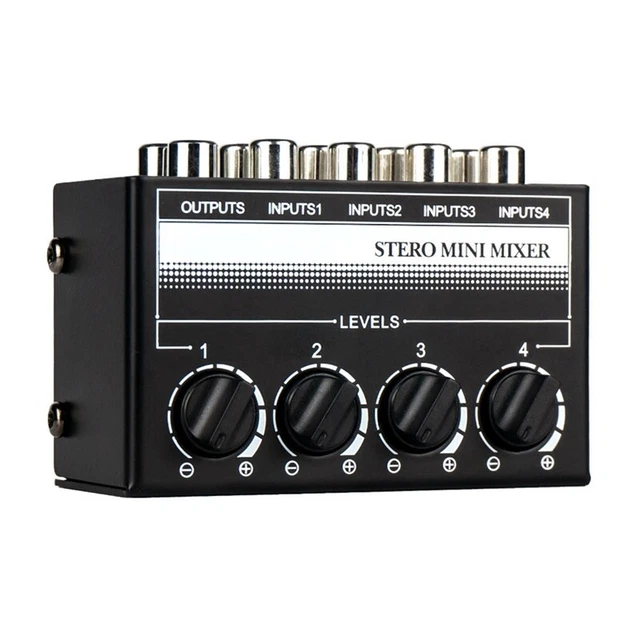 4 Channel Stereo Audio Mixer Support RCA Input and Output Passive Stereo Mi N1T7 2
