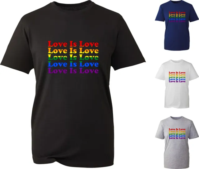 LGBT Love Is Love T-Shirt Gay Pride LGBTQ+ Rainbow Colours Unisex Gifts Tee Top