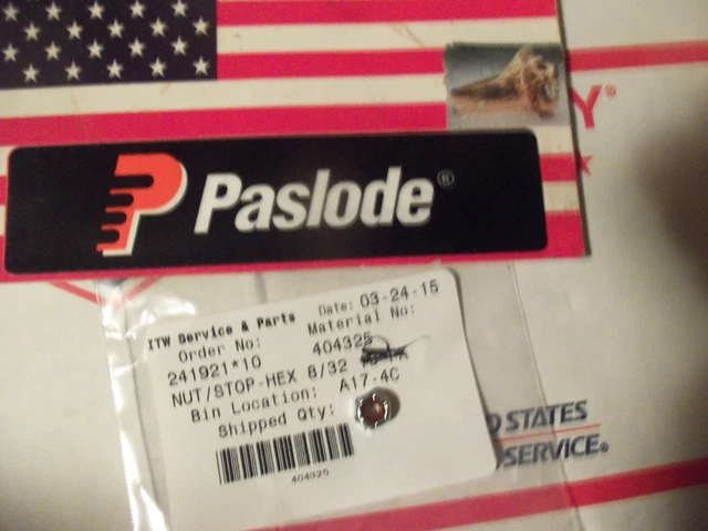 "Genuine" Paslode  Part # 404325  NUT/STOP-HEX 8/32