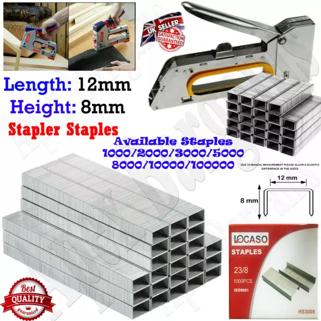 Heavy Duty Staple Gun Staples For Stapler 12mm Tacker Pins Upholstery 1000/10000