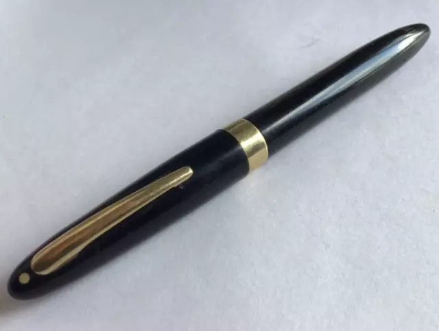 1950s Vintage Shaffer Black TM Autograph Fountain Pen White Dot 14k Gold Nib