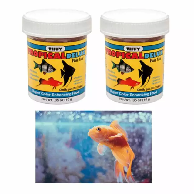 2 Tropical Deluxe Poisson Nourriture Flocon Enhance Protéine Vitamines Diet Eau