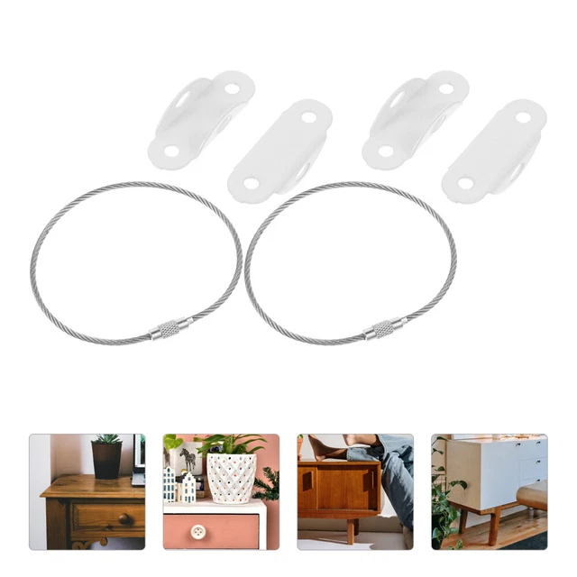 Kit Sécurité Meubles Anti-Basculement - 8 Autocollants + 4 Supports En L, Aucun Perçage - Protection Enfants Et Animaux