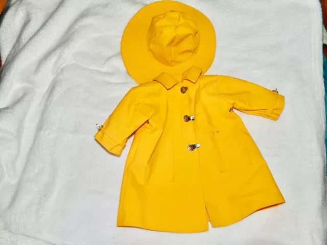 American Girl Molly Yellow Rain Coat And Hat Pleasant Company tag Retired