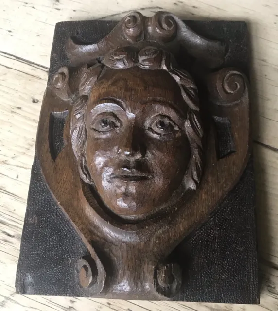 19/20 Th Century Oak Ecclesiastical Plaque Carved In Relief