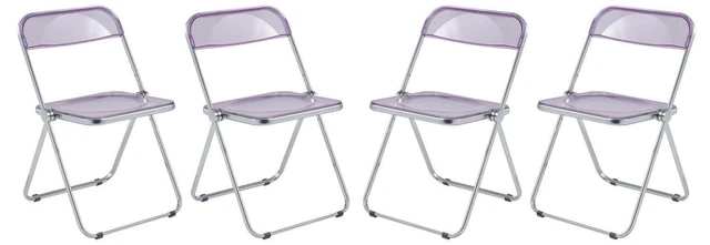 Leisuremod Lawrence Acrylic Set of 4 Folding Chair With Metal Frame LF19PU4