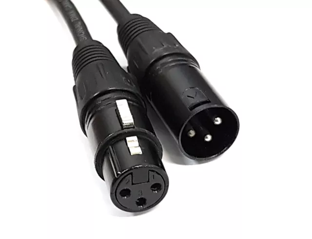 1m DMX Cable 3 Pin Spiral Shielded Insulated Male to Female Cable