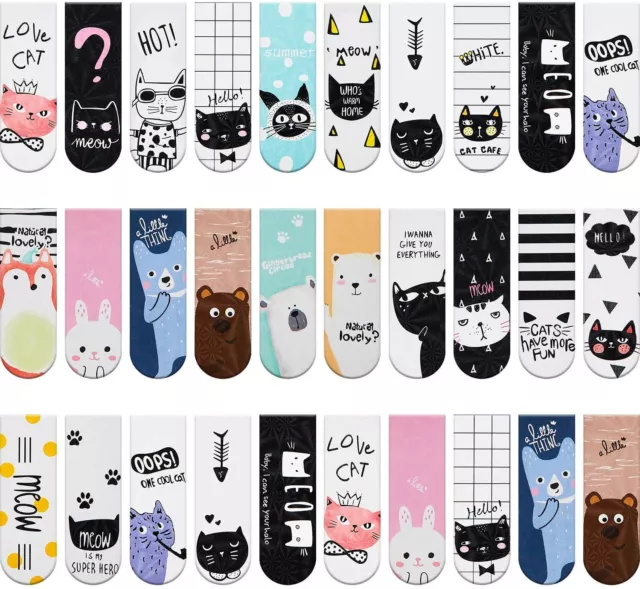 3 Pcs Mixed Cute Cartoon Cats Bookmarks Magnetic Page Markers Student Gift