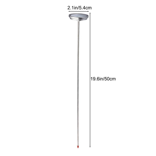 Thermomètre De Sol/compteur En Acier Inoxydable 50 Cm - Plage 10°C à 76°C, Sans Pile, Pour Jardin Et Compost