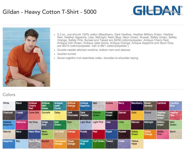 100 Gildan T-SHIRTS BLANK LOTS BULK Colors or 12 White Plain S-XL Wholesale 50